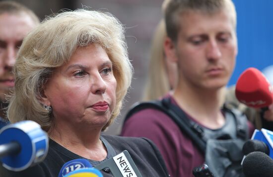 Russian Human Rights Commissioner Tatyana Moskalkova arrives at remand prison in Kiev