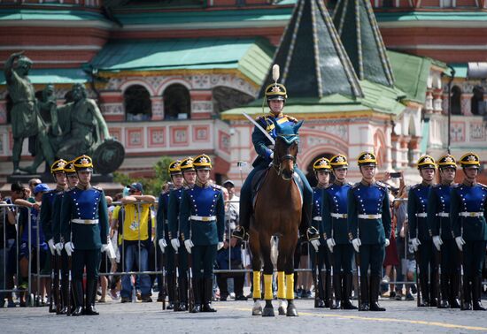 Presidential Regiment guard mounting rehearsal on Red Square