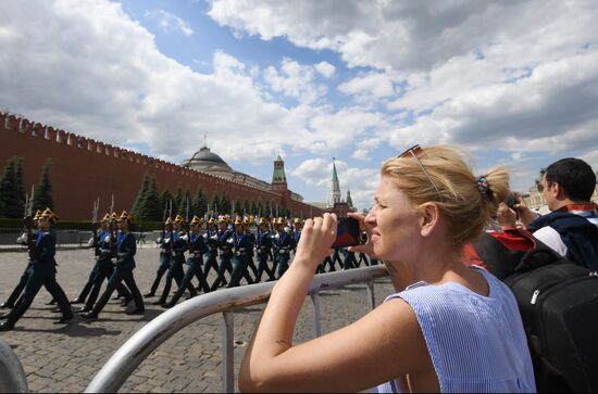Presidential Regiment guard mounting rehearsal on Red Square