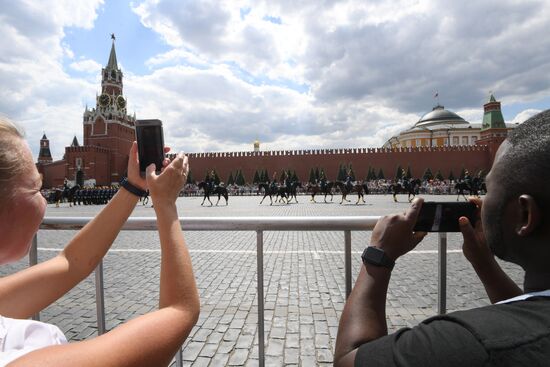 Presidential Regiment guard mounting rehearsal on Red Square
