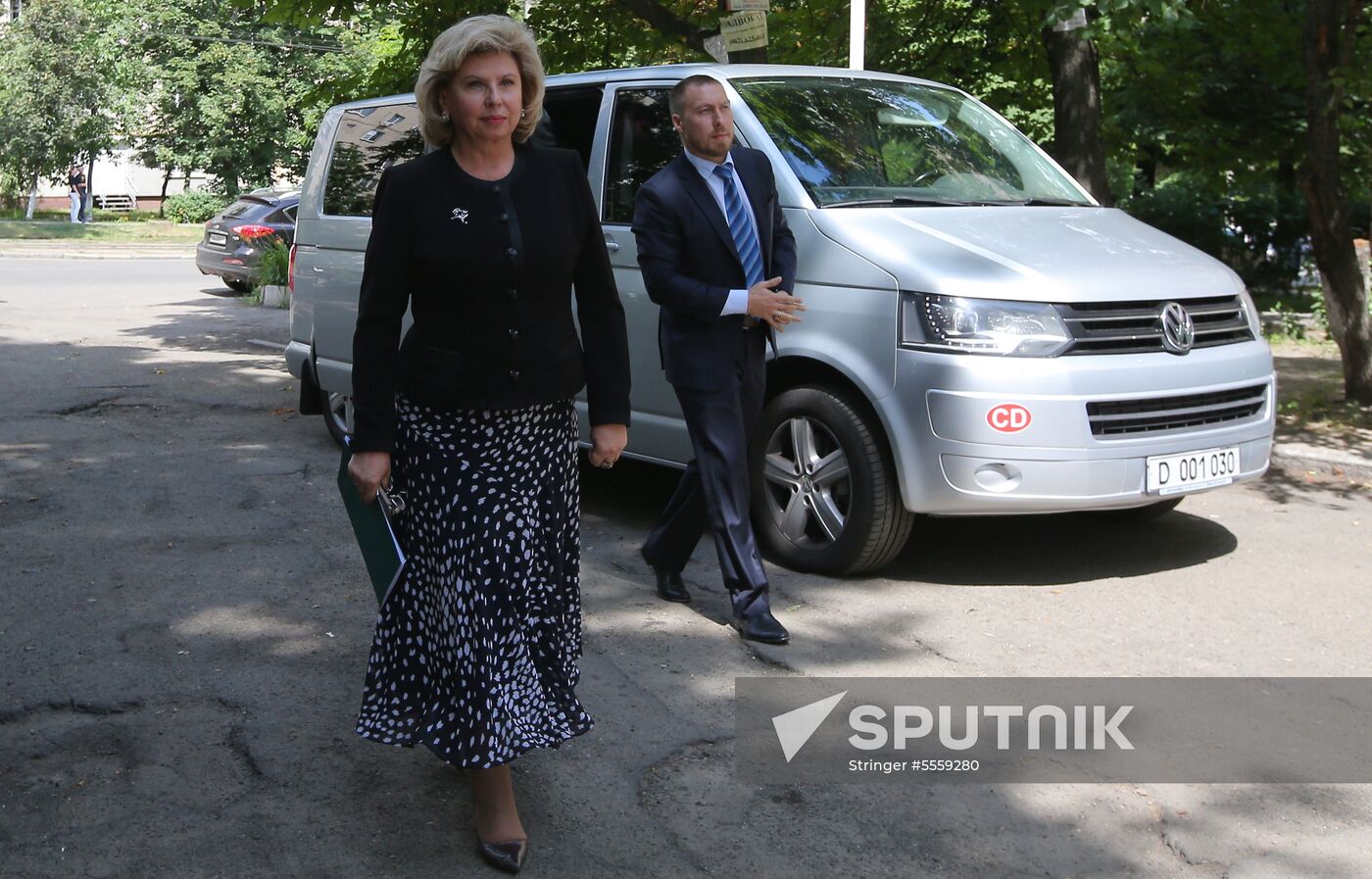 Russian Human Rights Commissioner Tatyana Moskalkova arrives at remand prison in Kiev