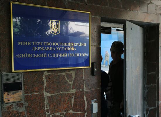 Russian Human Rights Commissioner Tatyana Moskalkova arrives at remand prison in Kiev