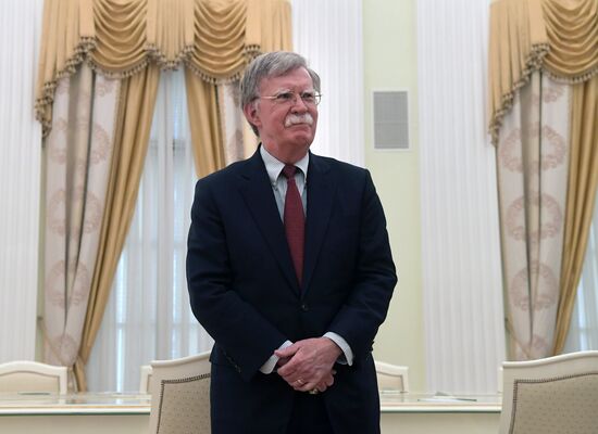 Russian President Vladimir Putin meets with US National Security Adviser John Bolton