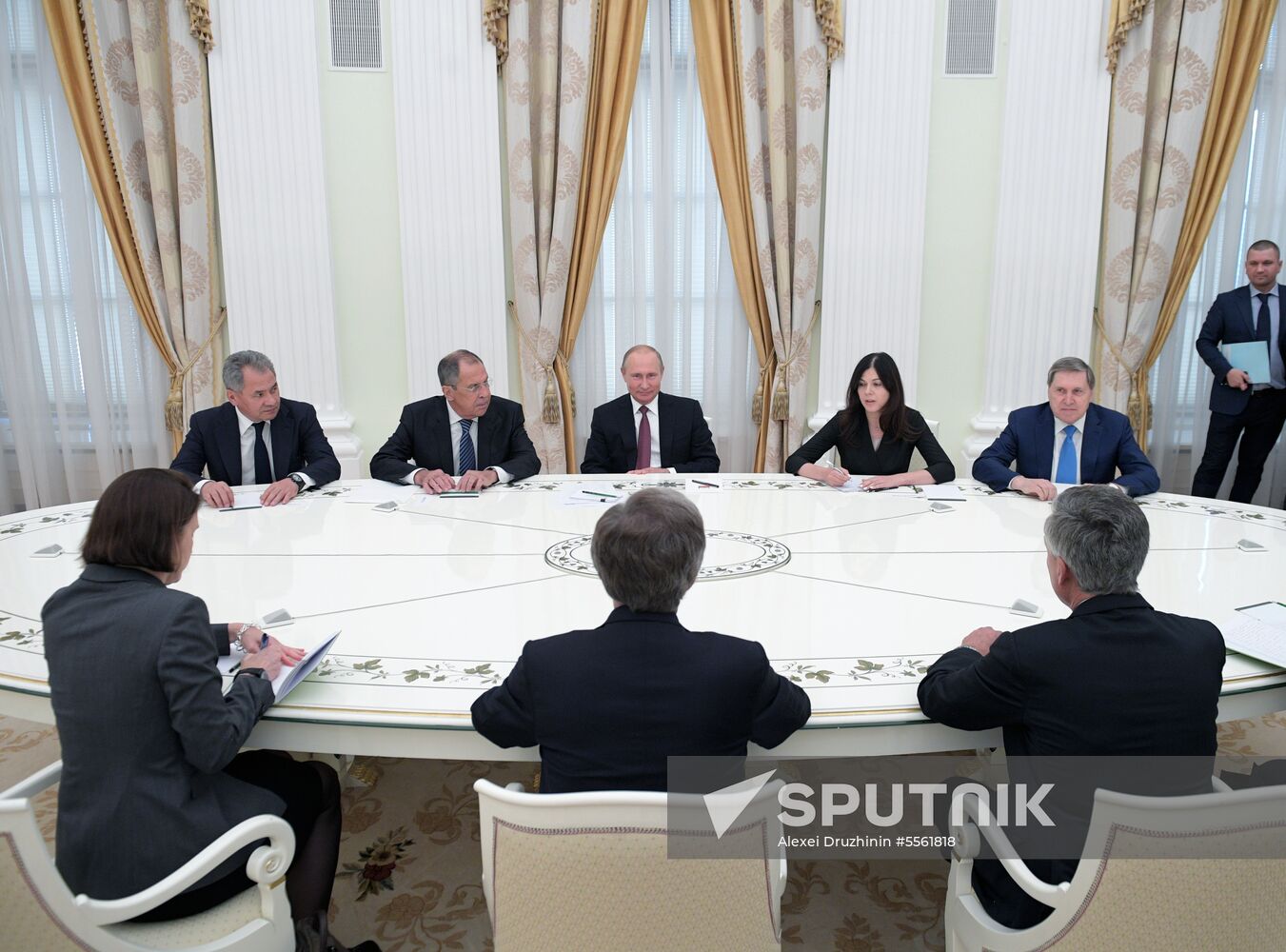 Russian President Vladimir Putin meets with US National Security Adviser John Bolton