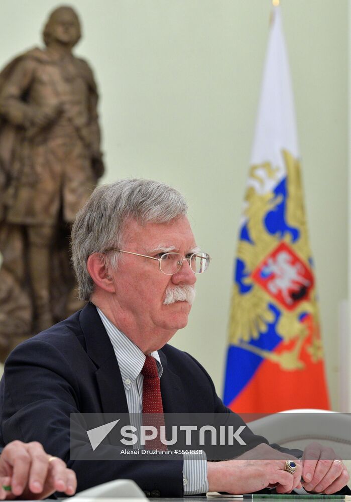 Russian President Vladimir Putin meets with US National Security Adviser John Bolton