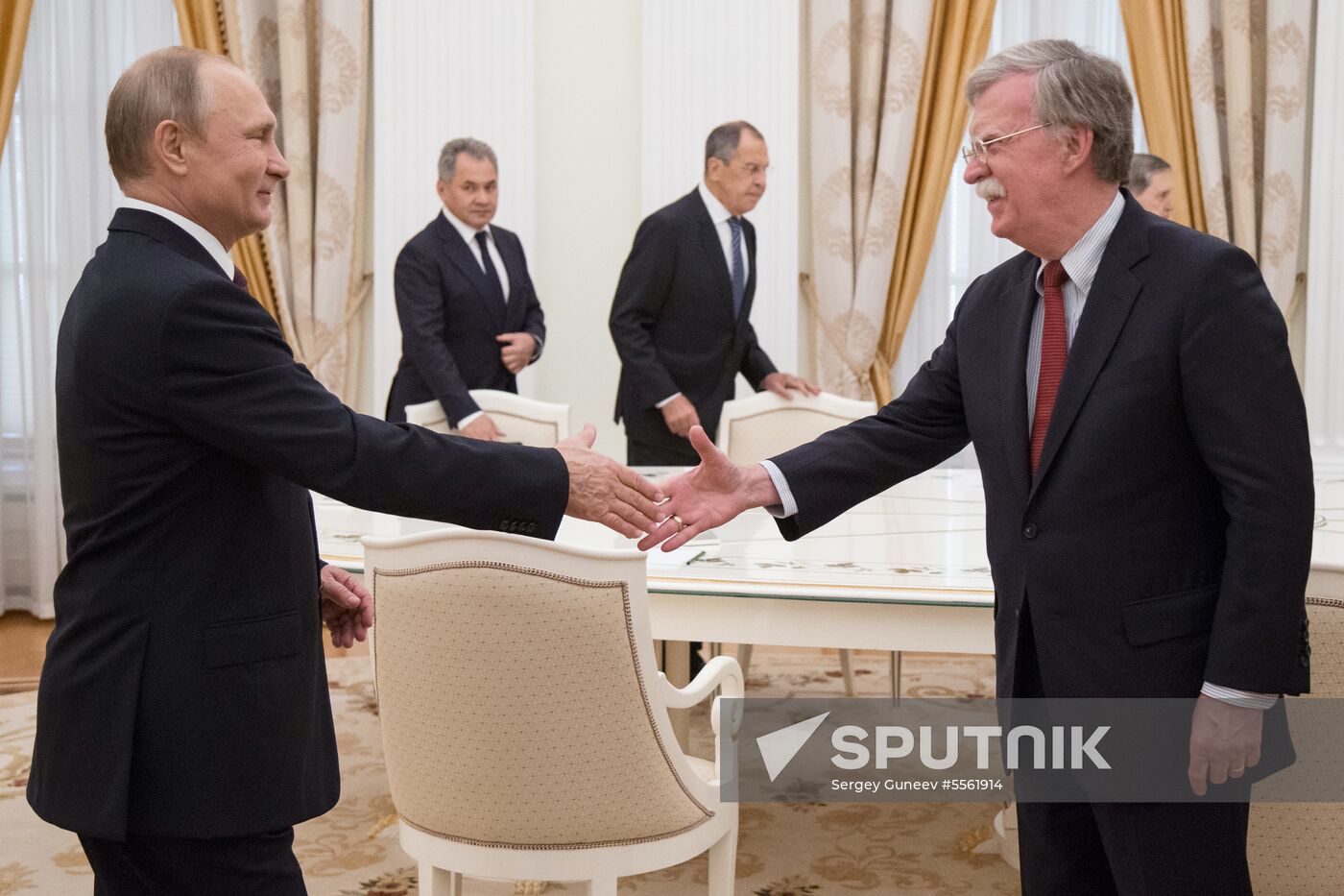 Russian President Vladimir Putin meets with US National Security Adviser John Bolton