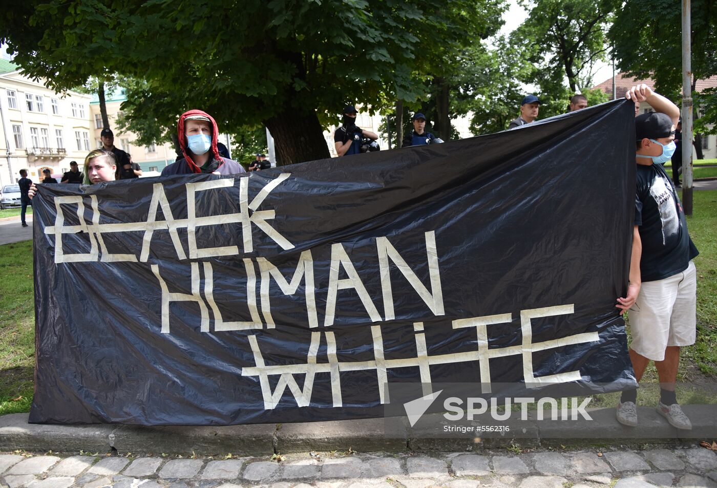 Gathering against racism in Lviv