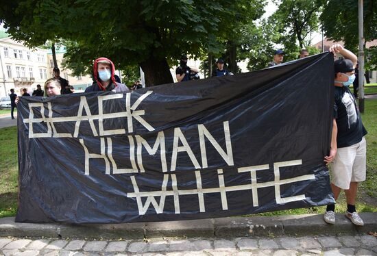 Gathering against racism in Lviv
