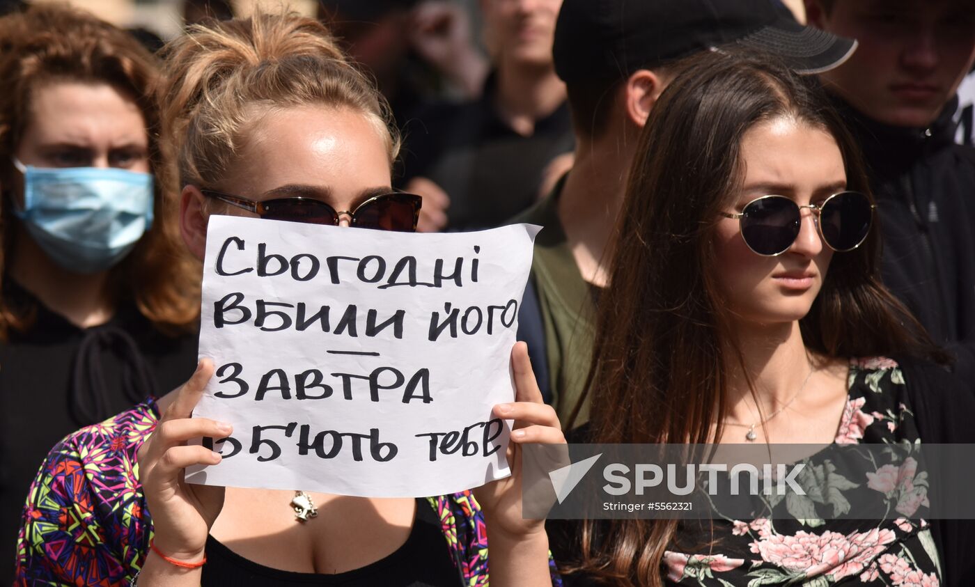 Gathering against racism in Lviv