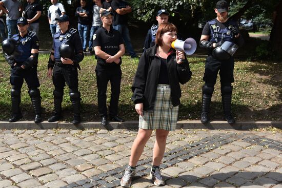 Gathering against racism in Lviv