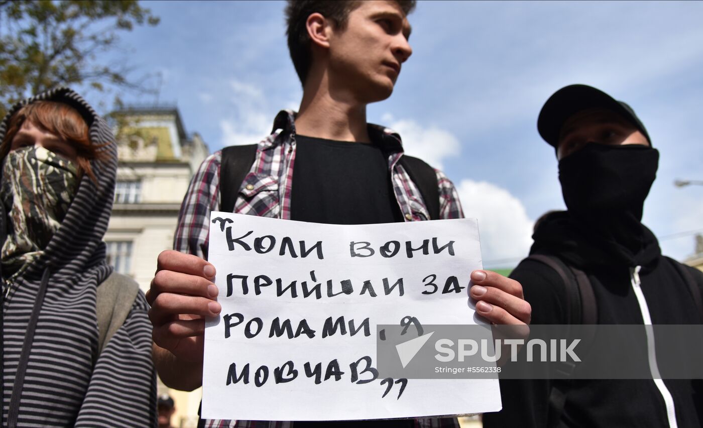 Gathering against racism in Lviv