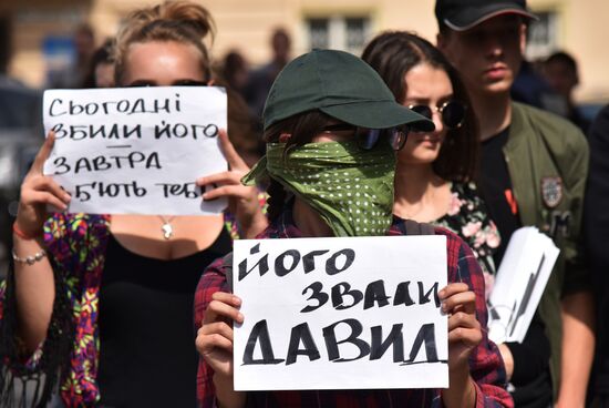 Gathering against racism in Lviv