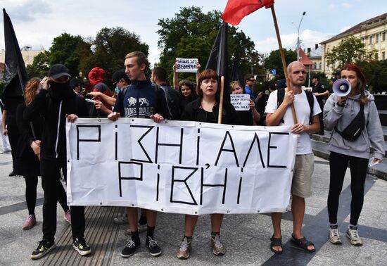 Gathering against racism in Lviv