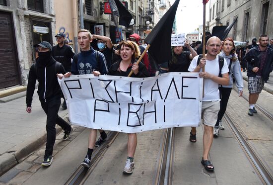 Gathering against racism in Lviv