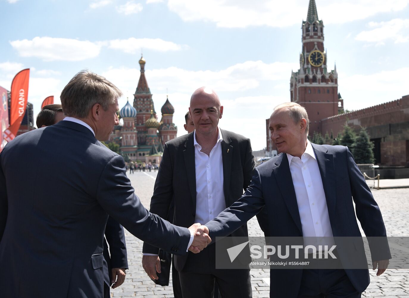 Russian President Vladimir Putin visits Football Park on Red Square