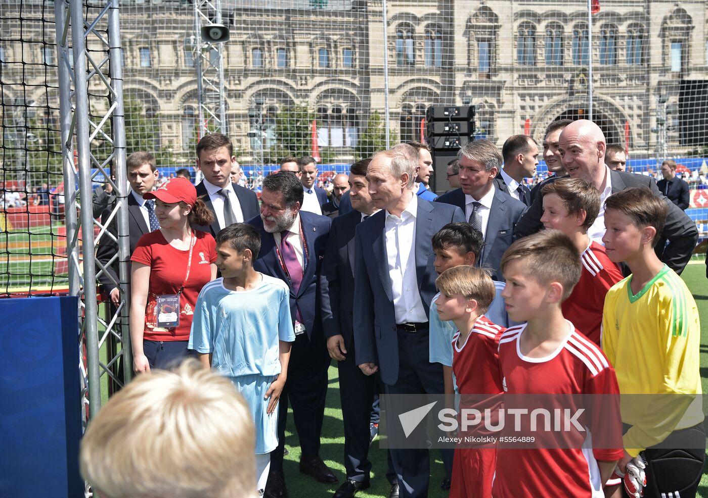 Russian President Vladimir Putin visits Football Park on Red Square