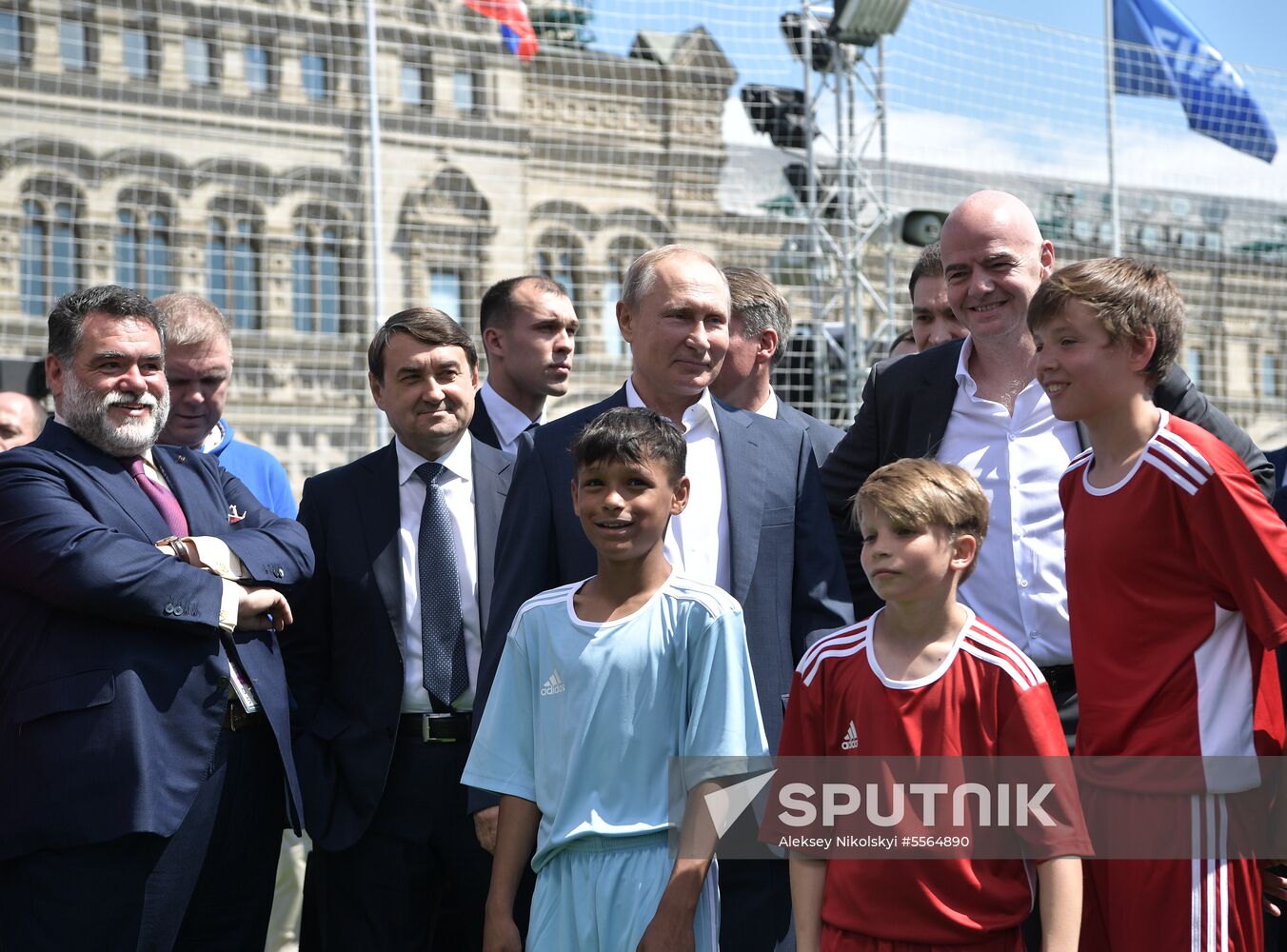 Russian President Vladimir Putin visits Football Park on Red Square