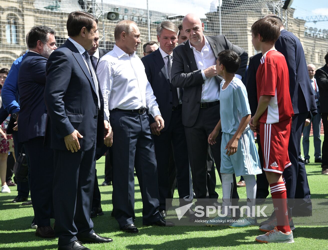 Russian President Vladimir Putin visits Football Park on Red Square