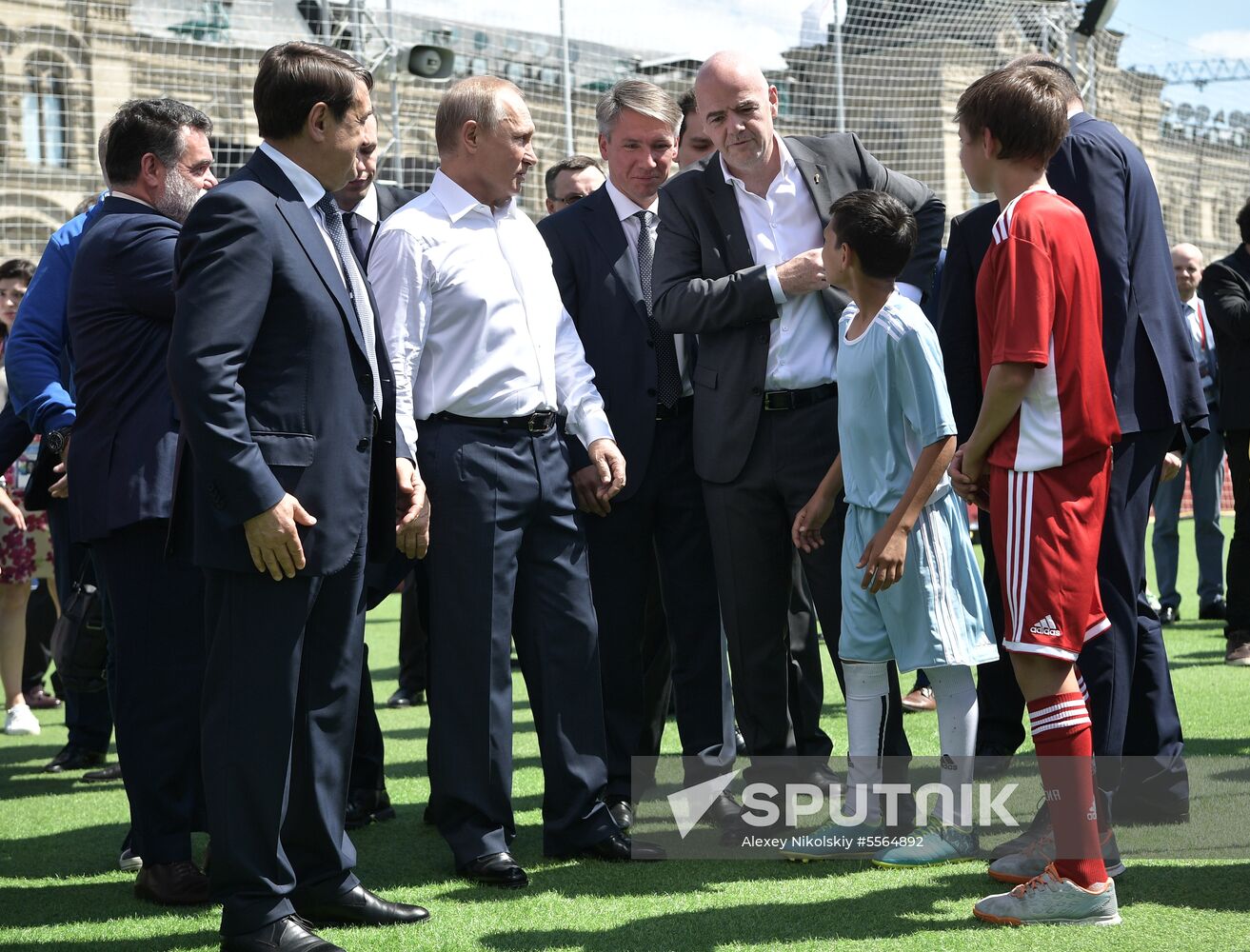 Russian President Vladimir Putin visits Football Park on Red Square