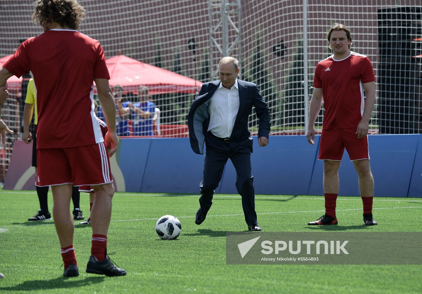 Russian President Vladimir Putin visits Football Park on Red Square