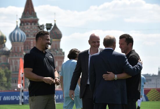 Russian President Vladimir Putin visits Football Park on Red Square