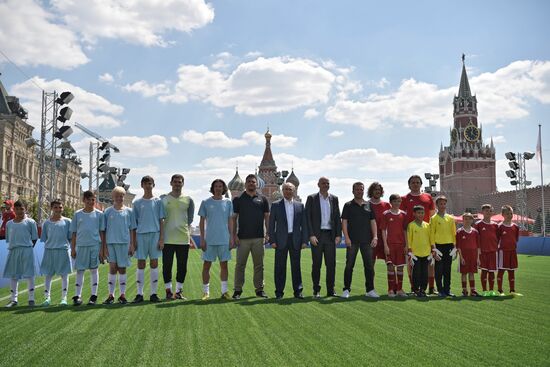 Russian President Vladimir Putin visits Football Park on Red Square