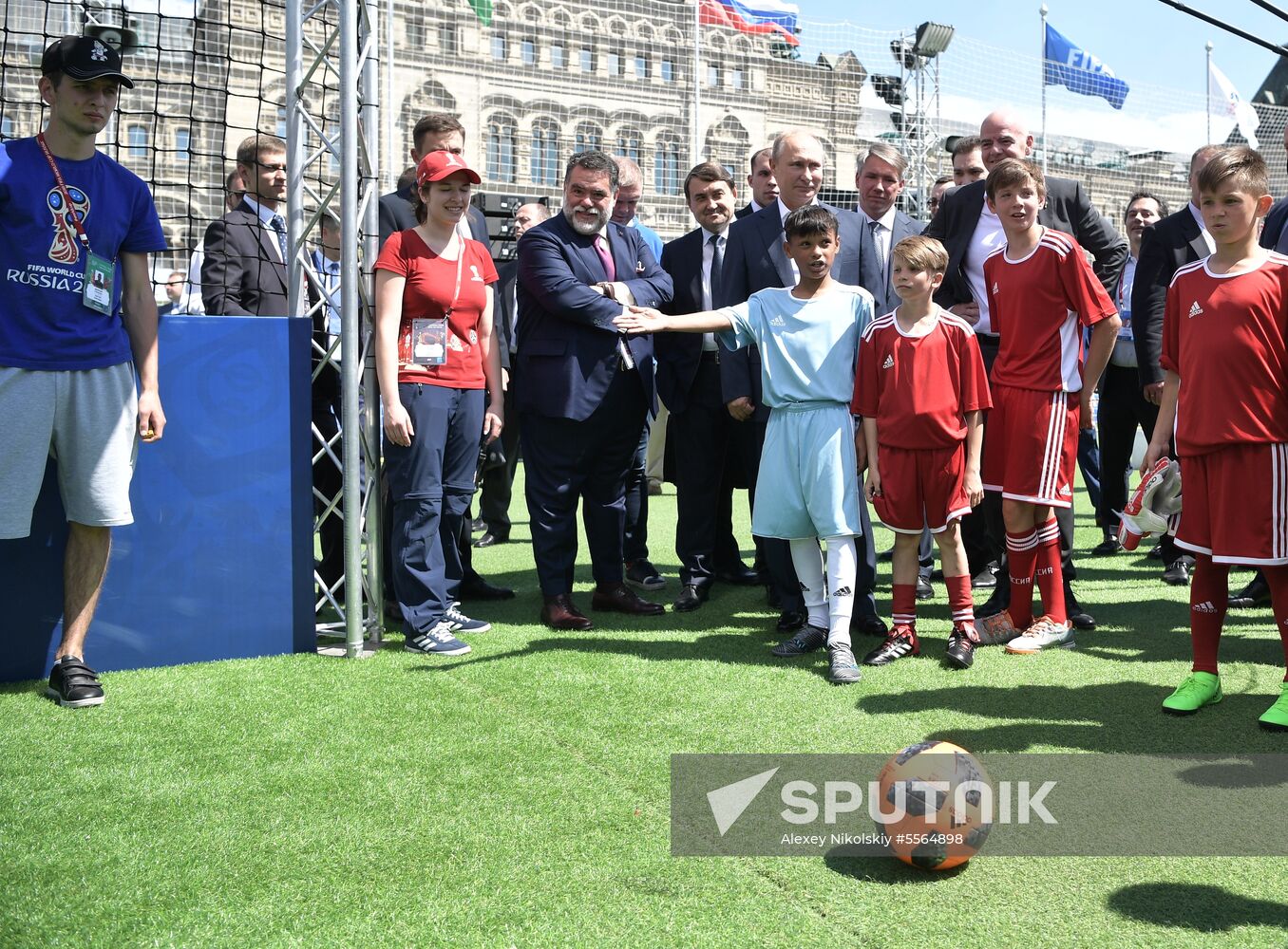 Russian President Vladimir Putin visits Football Park on Red Square