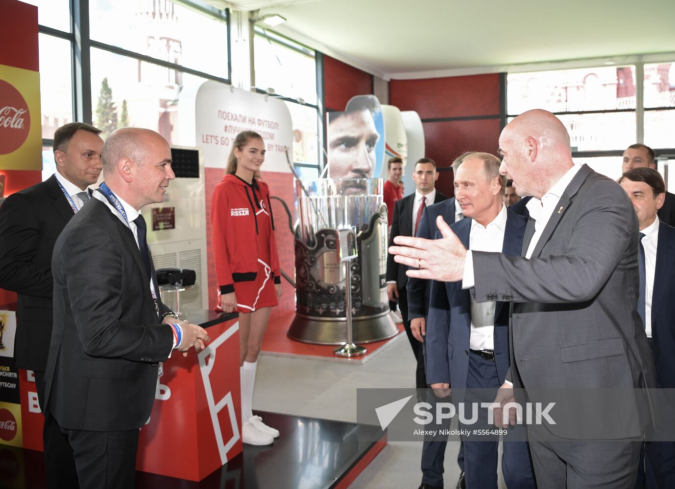 Russian President Vladimir Putin visits Football Park on Red Square