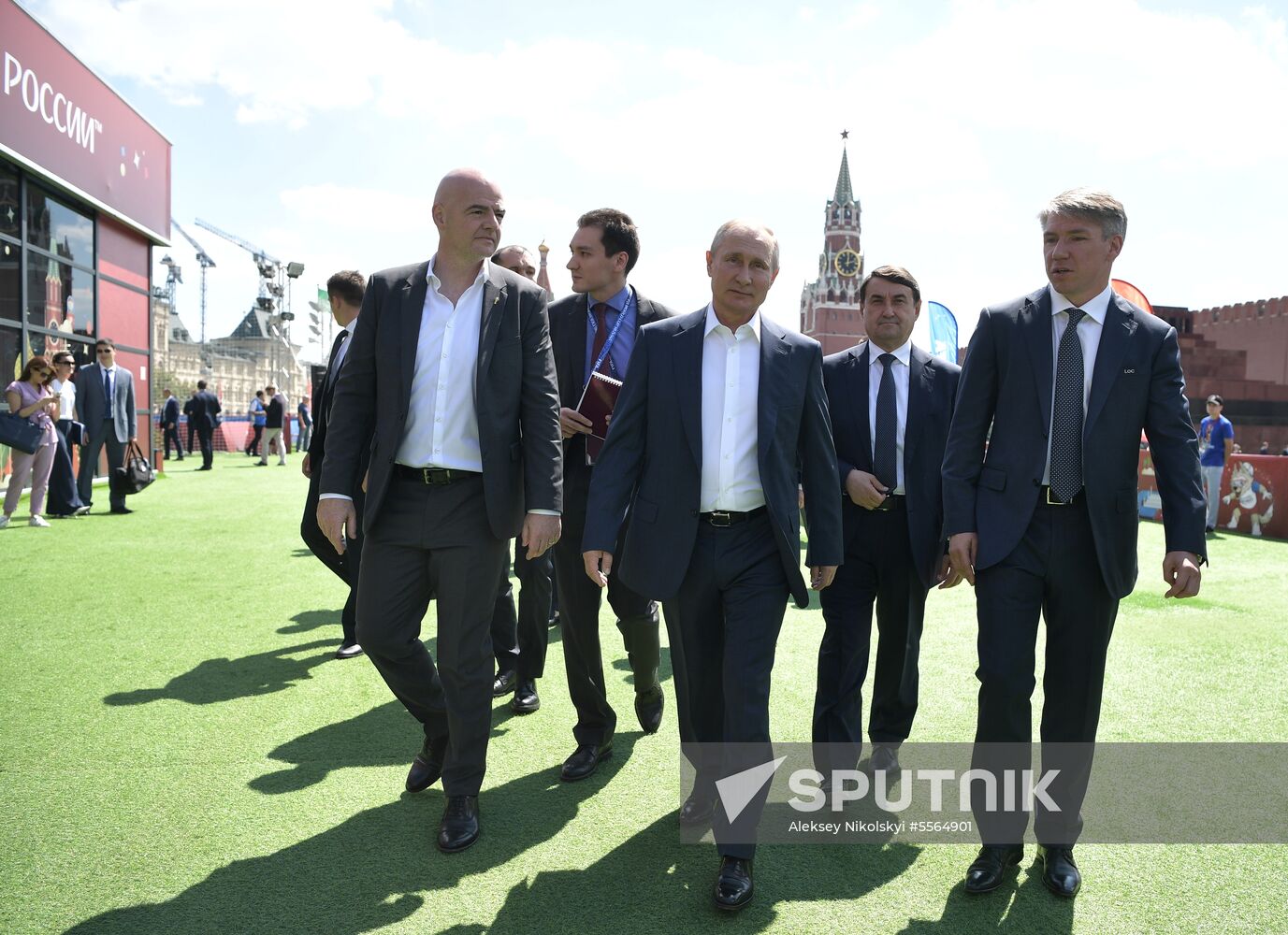 Russian President Vladimir Putin visits Football Park on Red Square