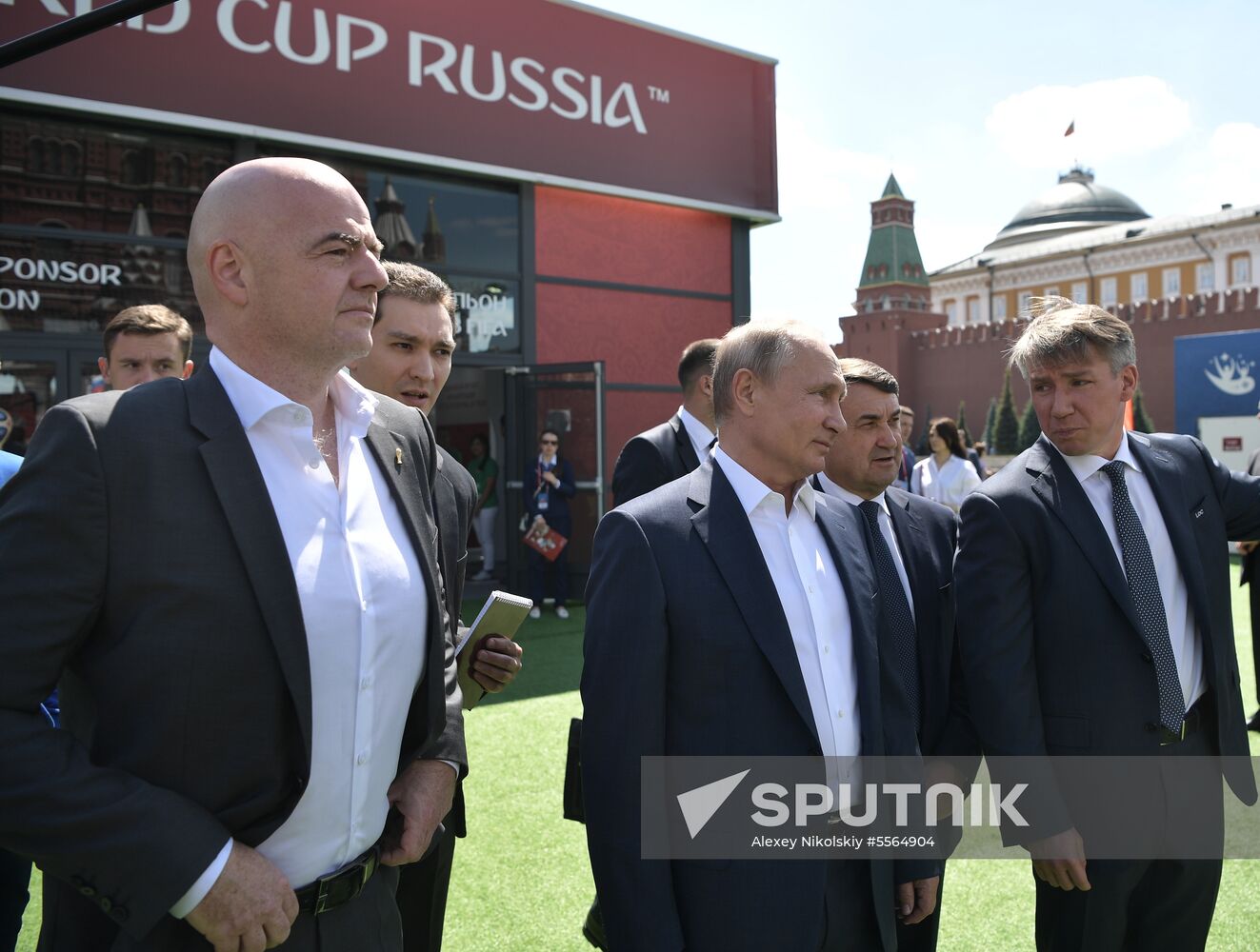 Russian President Vladimir Putin visits Football Park on Red Square
