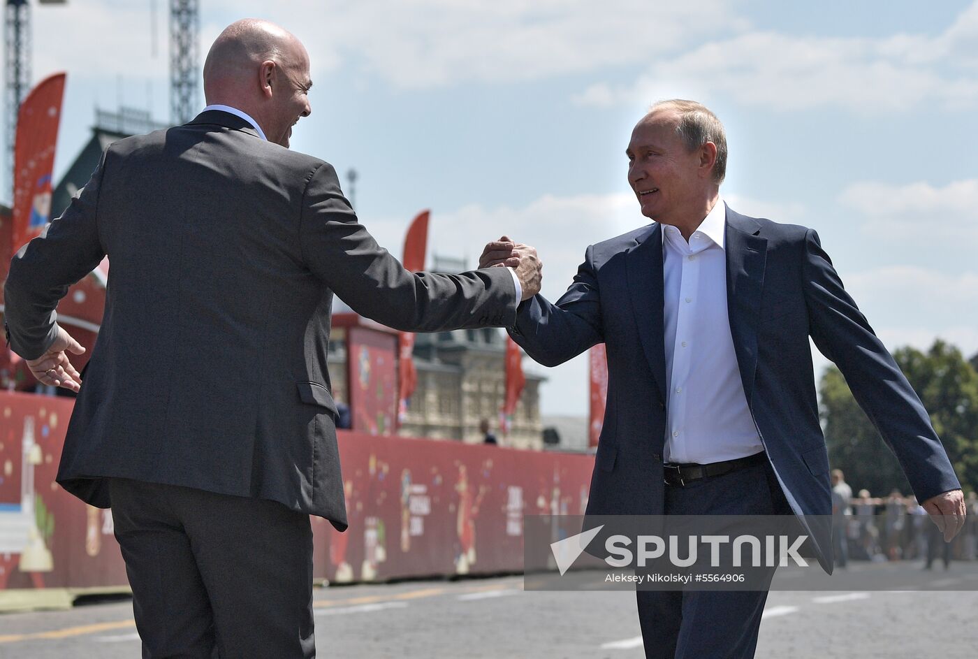 Russian President Vladimir Putin visits Football Park on Red Square