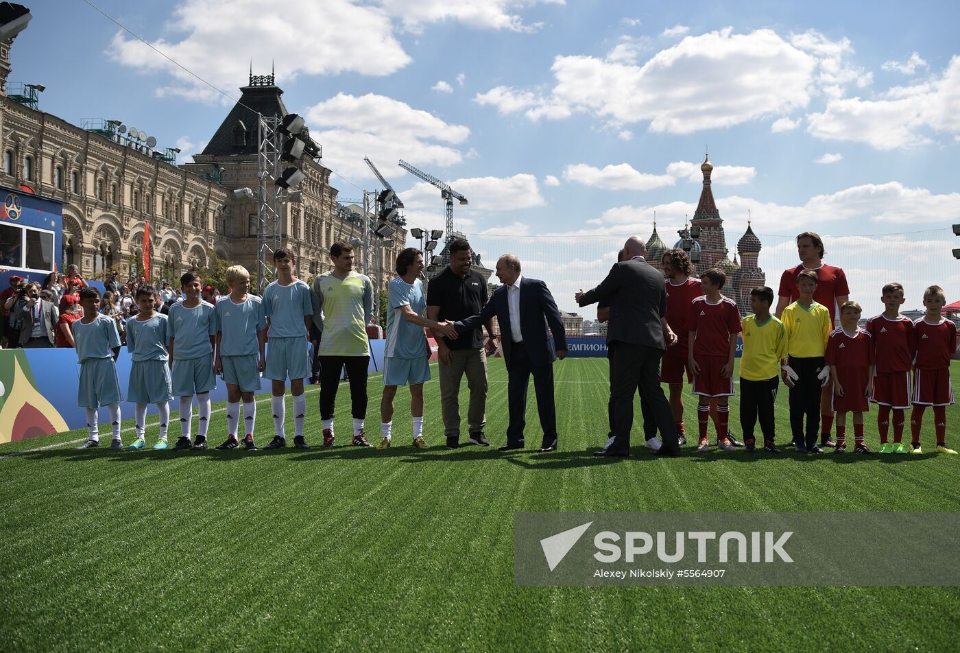 Russian President Vladimir Putin visits Football Park on Red Square