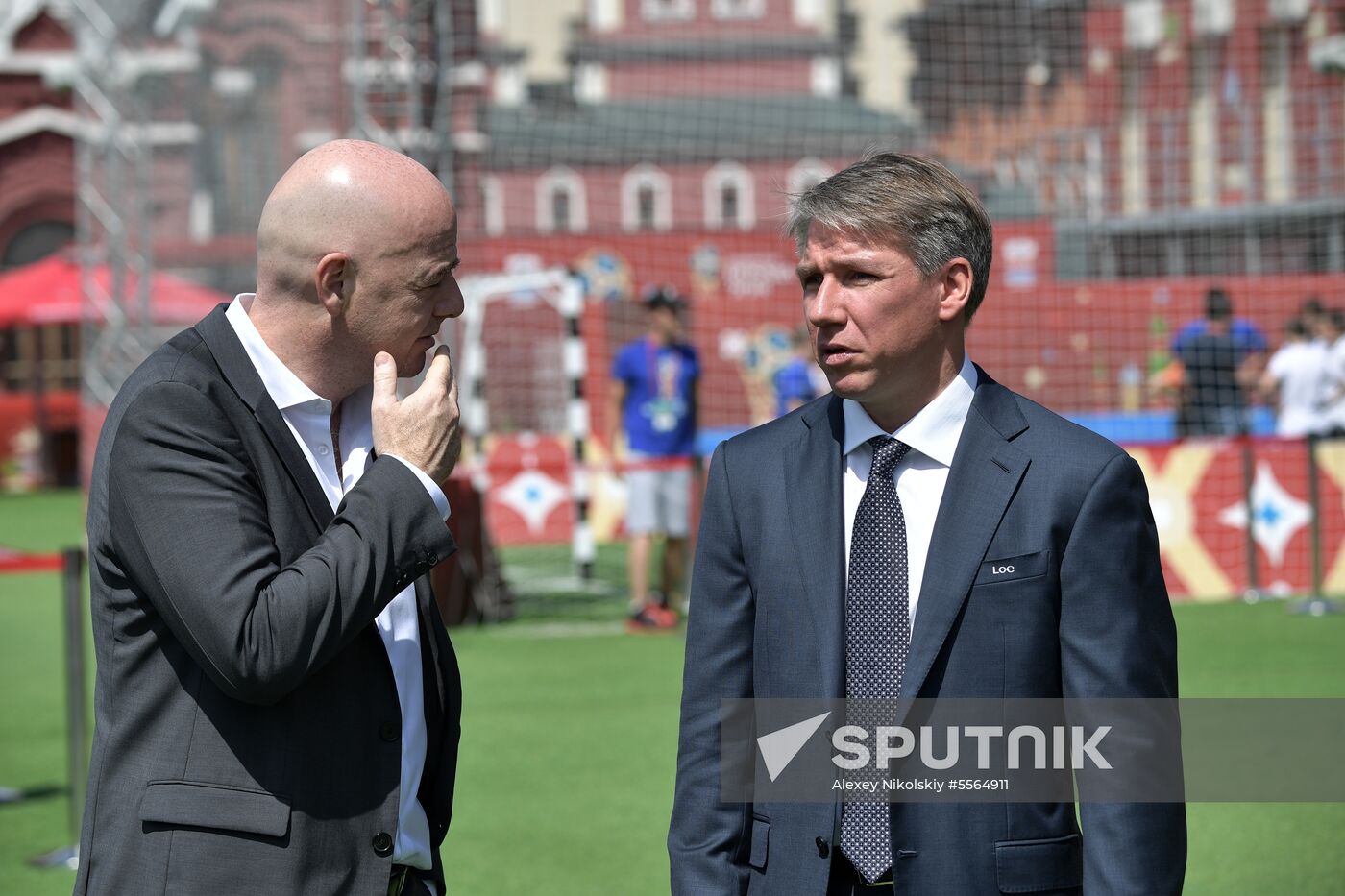 Russian President Vladimir Putin visits Football Park on Red Square