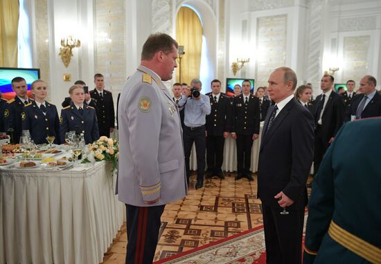 President Putin attends reception in honor of military graduates