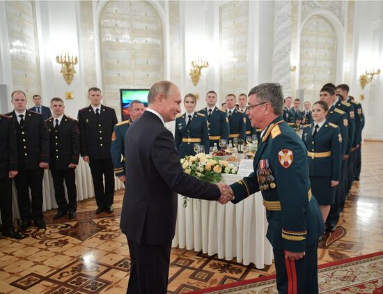 President Putin attends reception in honor of military graduates