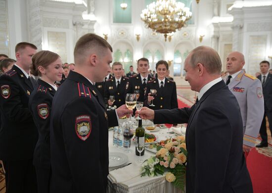 President Putin attends reception in honor of military graduates