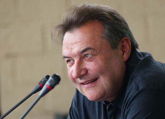 News conference with crew of film 'Streltsov'