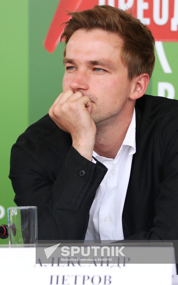 News conference with crew of film 'Streltsov'