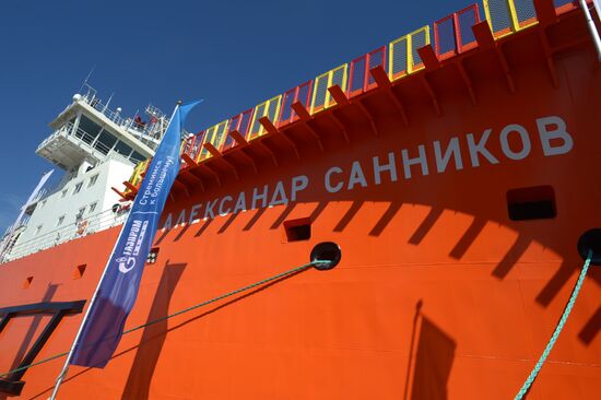 Icebreaker 'Aleksandr Sannikov' departs from St. Petersburg for its first Arctic voyage