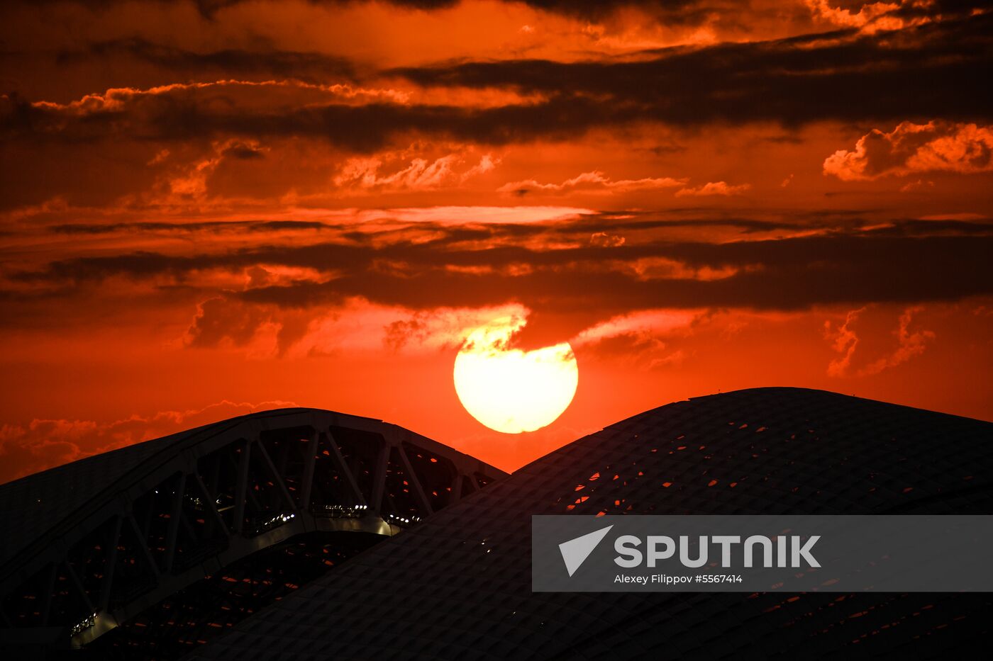 Sunset over Fisht Stadium in Sochi