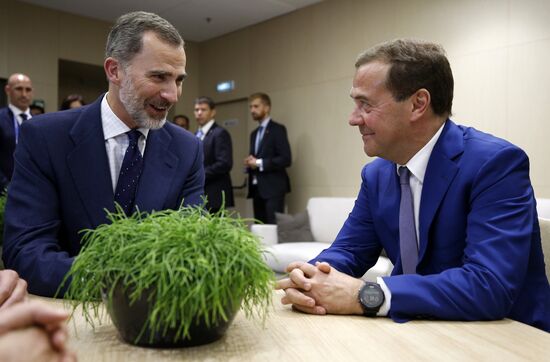 Prime Minister Dmitry Medvedev attends 2018 World Cup match between Russia and Spain