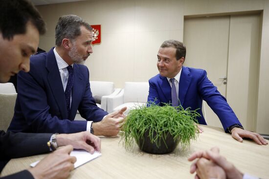 Prime Minister Dmitry Medvedev attends 2018 World Cup match between Russia and Spain