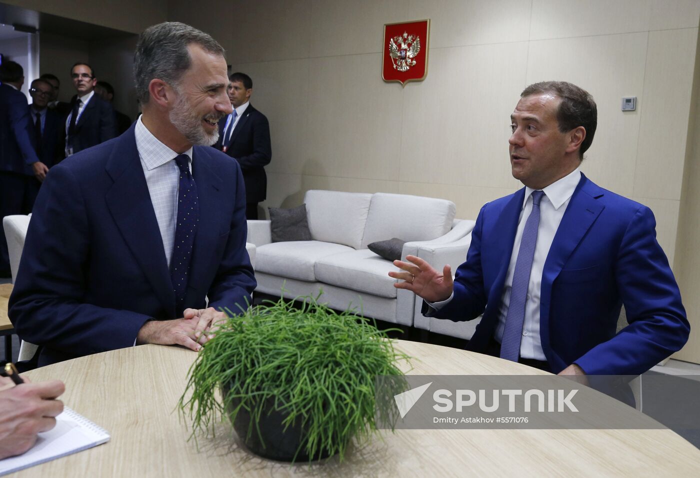 Prime Minister Dmitry Medvedev attends 2018 World Cup match between Russia and Spain