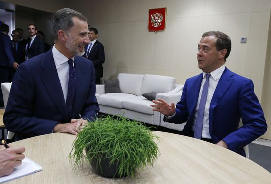 Prime Minister Dmitry Medvedev attends 2018 World Cup match between Russia and Spain