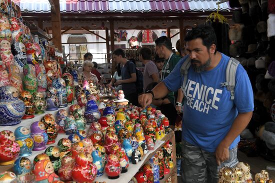 Souvenirs sold in Izmailovo Kremlin