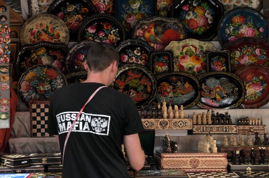 Souvenirs sold in Izmailovo Kremlin