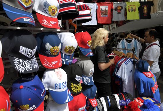 Souvenirs sold in Izmailovo Kremlin
