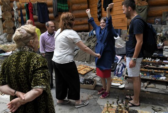 Souvenirs sold in Izmailovo Kremlin