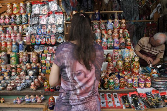 Souvenirs sold in Izmailovo Kremlin