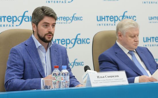 News conference on A Just Russia Moscow mayoral candidate's election campaign